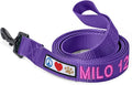 Pawtitas Personalized Dog Leash Embroidered Customize with Your Pet Name & Phone Number Puppy 6 ft Long Medium Large Purple Custom Engraved, Customized M/L (Pack of 1)