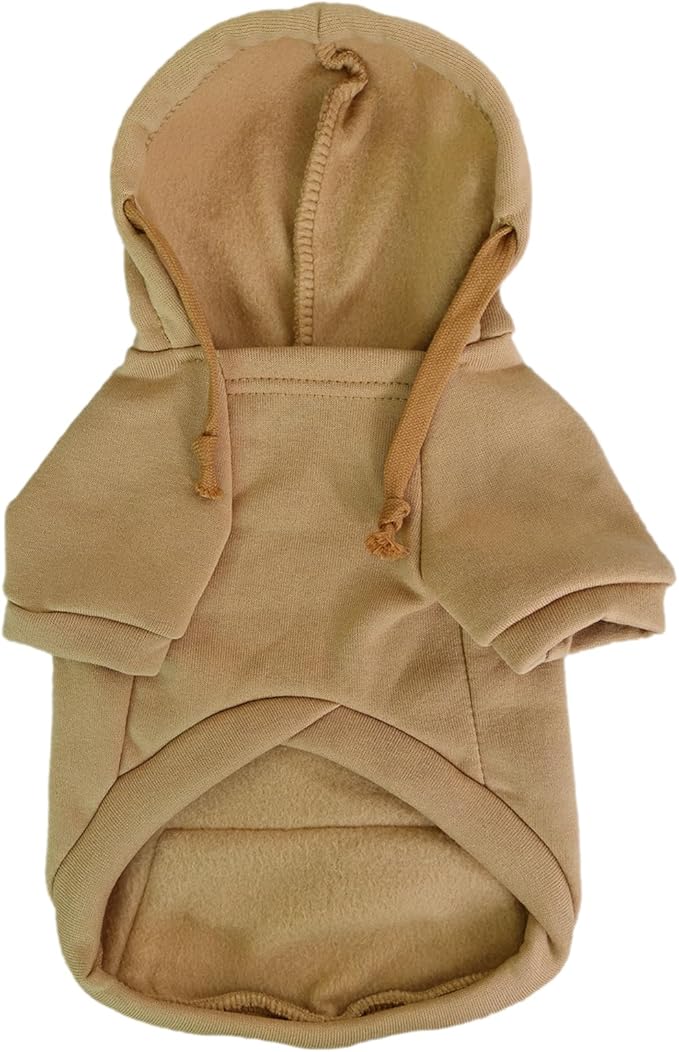 Jecikelon Pet Dog Cold Weather Coat with Pocket Winter Dog Hoodie Warm Puppy Clothes for Small Dogs Chihuahua Clothing (Khaki, XX-Small)