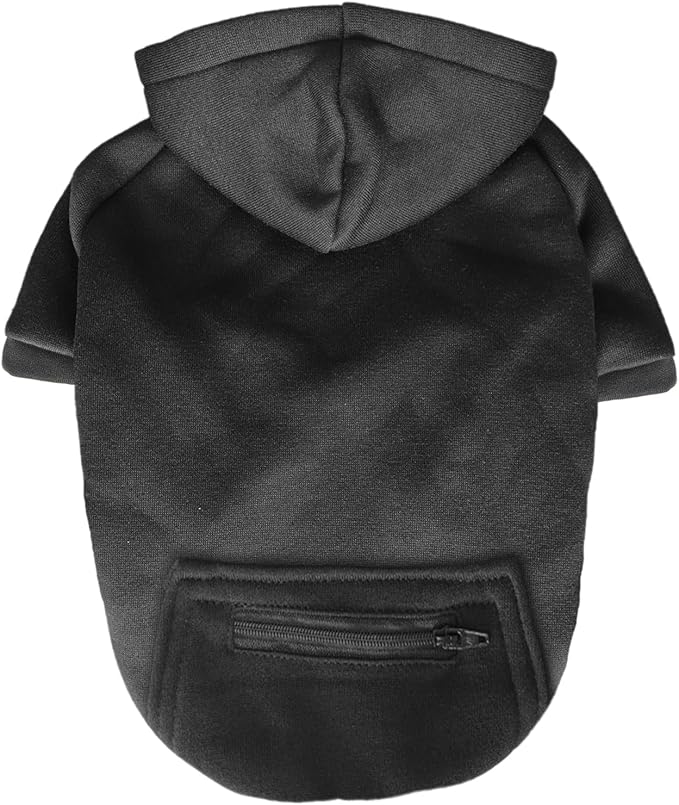 Jecikelon Winter Dog Hoodie Sweatshirts with Pockets Warm Clothes for Small Dogs Chihuahua Coat Puppy Custume Clothing (XX-Small, Y02-Black)
