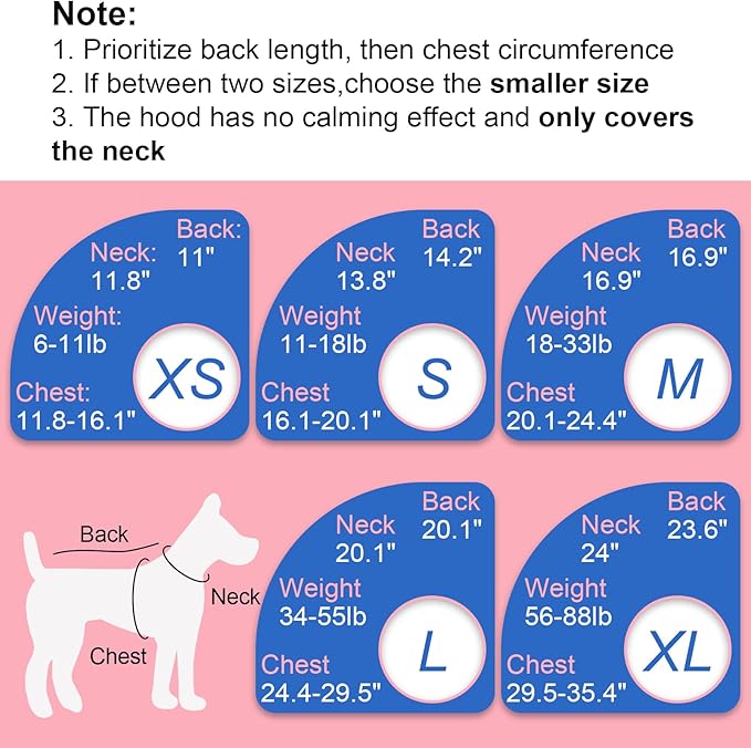 Dog Fireworks Calming Vest for Small Dogs-M,Soft Adjustable Chest & Hood | Wraps Body Relieve Anxiety,Sleeveless Lightweight Vest for New Places Anxious(Black)