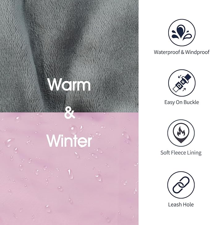 IECOii Dog Coat for Large Dogs, Reflective & Adjustable Turtleneck Jacket with Buckle, Thermal Fleece Lined Dog Snowsuit for Cold Weather - Soft Dogs Winter Coat Windproof Warm Vest, Pink, L