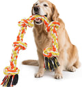 SZEE Dog Rope Toy for Large Dogs, 37 Inch 5 Knots, Halloween Dog Toys for Large Dog & Aggressive Chewers, Durable & Tough Tug of War Rope, for Teeth Cleaning & Boredom Relief (Yellow & Orange)