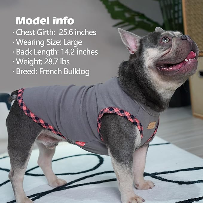 KYEESE 2Pack Dog Shirt Soft Dog T Shirt Fleece Pets Coats Lightweight Pets Sweatshirt Pullover Pet Shirt Vest Dogs Clothes Pet Sweater for Medium Dogs,Grey+Pink,XXL