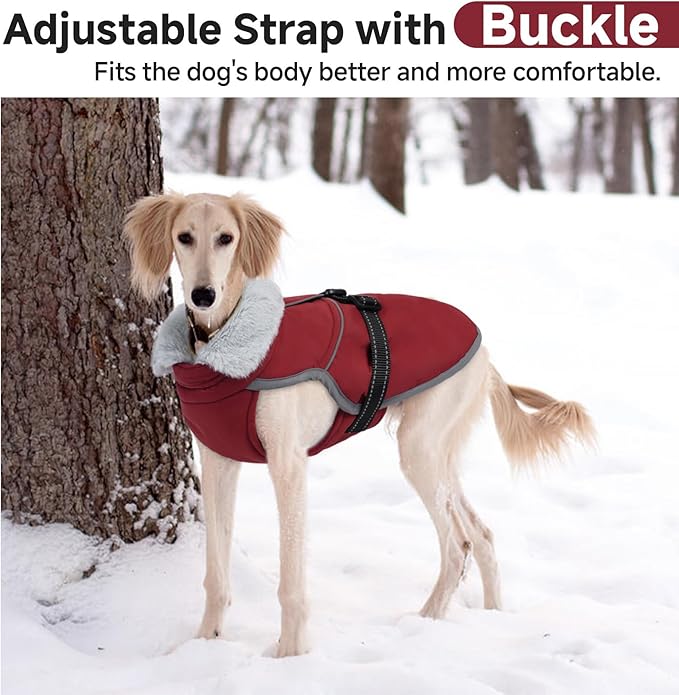 Lelepet Warm Dog Winter Coat Reflective Dog Jacket Fleece Vest Waterproof Windproof Cold Weather Coats with Adjustable Buckle Plush Turtleneck Pet Snowsuit for Small Medium Large Dogs,Yorshire,S