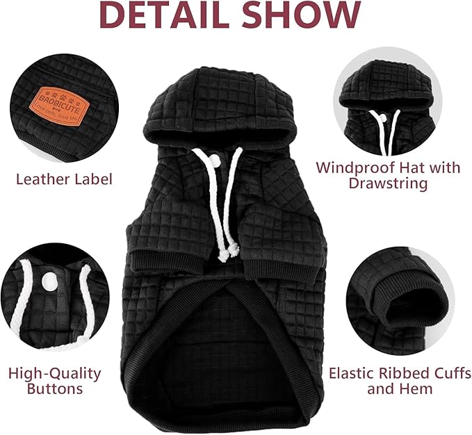 2 Pack Dog Hoodie Sweaters for Small Medium Dogs Warm Dog Clothes for Large Dogs Soft Waffle-Like Laminated Sweatshirt Bulldog (Black, M/L (Back: 17",Chest: 24.5", Neck: 14.5"))