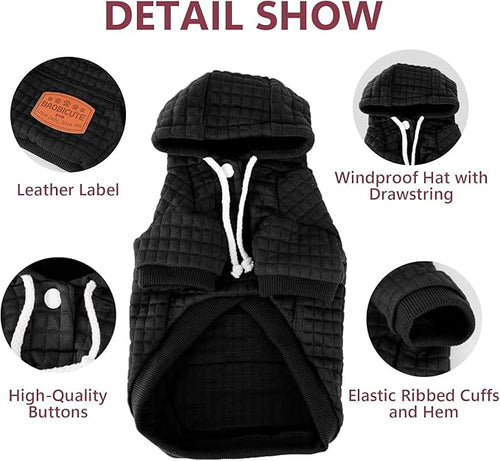 2 Pack Dog Hoodie Sweaters for Small Medium Dogs Warm Dog Clothes for Large Dogs Soft Waffle-Like Laminated Sweatshirt Bulldog (Black, XL (Back: 23.5",Chest: 32.5", Neck: 21"))