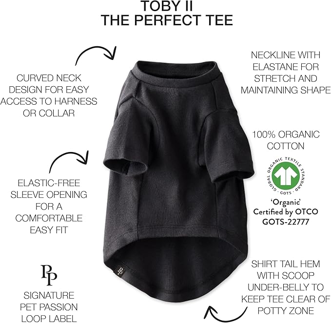 Toby II - The Perfect Tee, 3 Pack Short Sleeve Pet T-Shirt 100% Organic Cotton Tees Clothes for Small, Medium, Large Dogs, Gray Ombre, X-Large