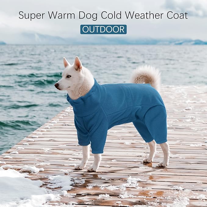 ROZKITCH Fleece Full Body Dog Suit, Pet Windproof Warm Cold Weather Jacket Vest Cozy Jumpsuit Apparel Outfit Clothes for Small Medium Large Dog Walking Sleep M