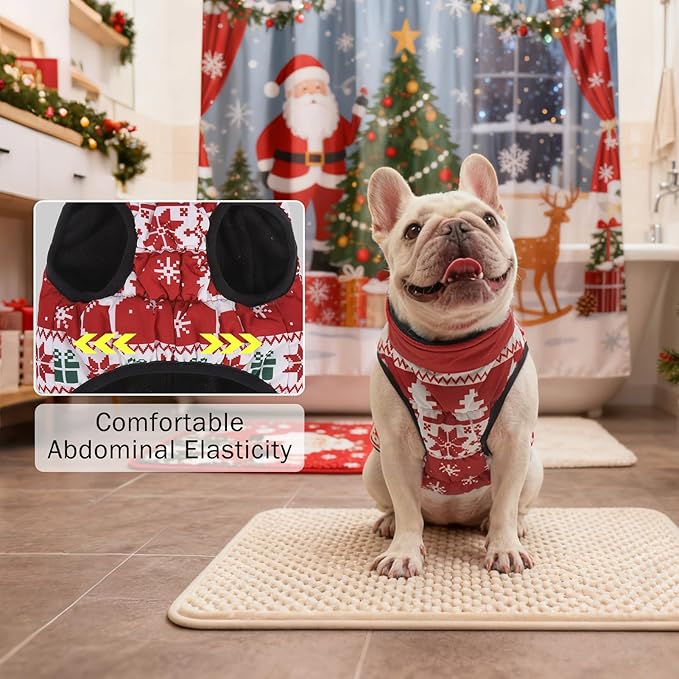 SCENEREAL Christmas Winter Dog Vest Coat with Harness Built in, Warm Puppy Jacket for Small Medium Dogs, Cold Weather Coat with Zipper, Fleece Puffer Vest Windproof Snow Clothes, L