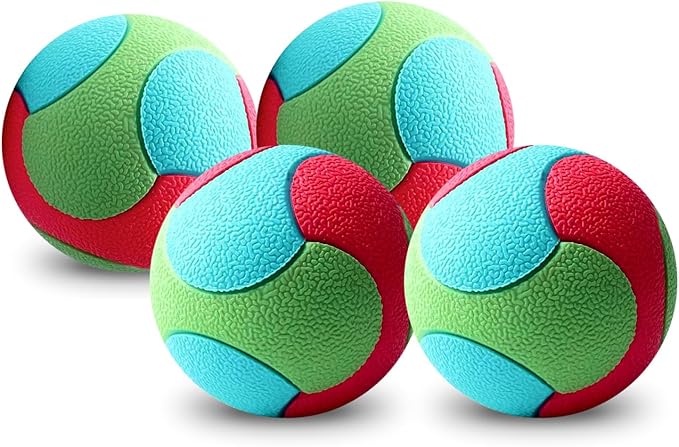 Rubber Fetch Dog Balls 3 inch for Large and Medium Breeds, Durable Toy for Chewers (4 Pack)