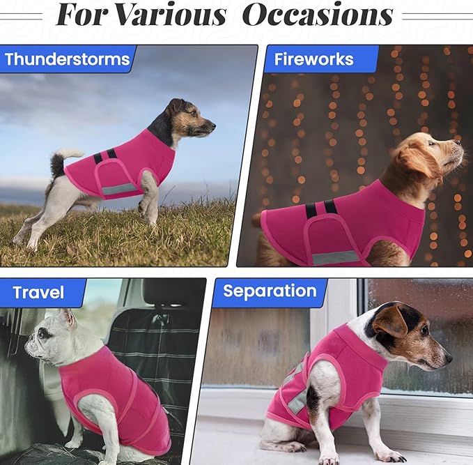 MIGOHI Dog Anxiety Relief Coat,Comfort Anxiety Vest for Dogs,Adjustable Anxiety Calming Wrap for Fireworks,Thunderstorms,Travel, Separation, Dog Anxiety Jacket for Small Dogs,M,Rosered