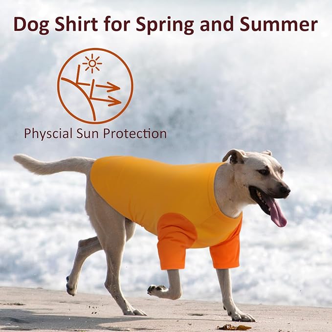 2 Pack Shirts for Large Dogs 4XL - Lightweight Breathable Dog Clothes, Prevent Overheating Summer Cool Tees for Doberman, Alaskan Malamute, Travel, Hiking, Beach, Lounge Wear, Sleep, Orange