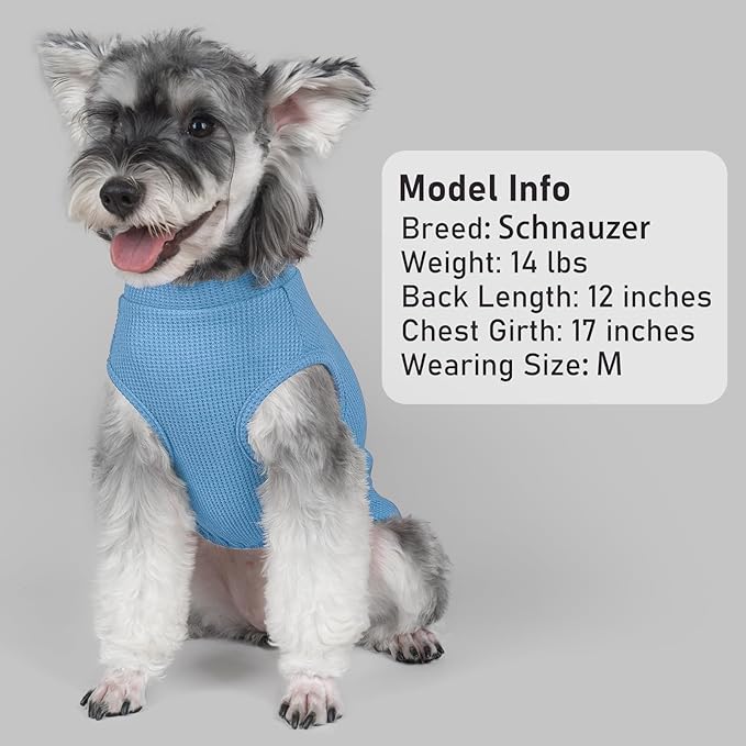KYEESE 2Pack Waffle Dog Shirts for Large Dogs Stretchy T-Shirts Lightweight Tank Top Sleeveless Striped Shirt Vest Soft Breathable Pet Apparel, XXX-Large, Blue+Striped