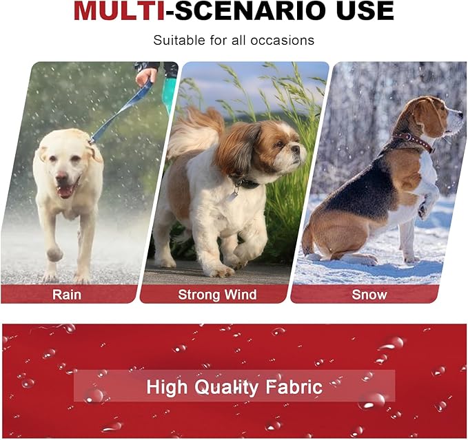 PINA Dog Raincoat, Waterproof Dog Rain Jacket with Hood, Lightweight Dog Rain Coat with Leash Hole, Dog Poncho with Reflective Strap and Pocket for Wet Weather, Full Wrap Design for Full Protection