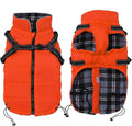 Geyecete Winter Warm Coat Waterproof Dog Winter Jacket with Harness Traction Belt,Pet Outdoor Jacket Dog Autumn and Winter Clothes for Medium, Small Dog-Orange-XS