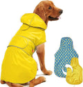 Dog Raincoat Reversible, Single Side Slicker Poncho Adjustable Waterproof Dog Rain Jacket with Leash Hole/Reflective Stripe Hooded Snowproof Windproof Clothes for Small to 3X-Large Dogs, 2XL