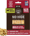 Earth Animal No Hide Stix - Long Lasting Rawhide Free Small Dog Chews Sticks, Beef - 80 Count Extra Value Pack