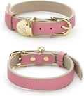 NINA WOOF Rio Vegan Leather Dog Collar - Padded Luxury Dog Collar with Adjustable Buckle - Collar for Dogs, Small Dogs and Large Dogs (Small, Pink)