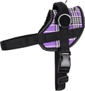 Bark Appeal Purple Plaid No-Pull Dog Harness for Large to Extra Large Sized Pets – Adjustable, Reflective Vest with 3 Leash Clips for Added Control, Easy Walks & Training – XL