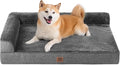 EHEYCIGA Memory Foam Dog Bed Large Sized Dogs, Pet Bed for Large Dog for Crate with Waterproof Liner, Pet Couch Bed Orthopedic with Washable Removable Cover, 35x23x6 Inches, Dark Grey