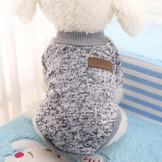 Idepet Pet Dog Classic Sweater, Fleece Coat for Small,Medium Dog,Warm Pet Dog Cat Clothes,Soft Puppy Customes 2 Color (XS, Grey)
