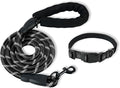 Nylon Dog Leash for Medium Large Dogs, 5-FTReflective Heavy Duty Leash with Comfortable Handle & Poop Bag Dispenser Ring, 1/2 Inch Wide, Secure Reinforcement for Walking (Black, M)