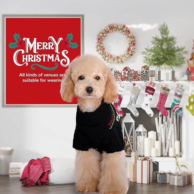 PETCARE Dog Christmas Sweater Black Ugly Funny Cute Cartoon Reindeer Cat Sweaters Jumper Holiday Dog Clothes Puppy Sweaters for Small Medium Large Dogs Fall Winter Outfits Xmas Dogs Costume,X-Small