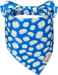 SCENEREAL Summer Daisy Floral Dog Bandana, Double Side Dog Scarf for Small Medium Large Dogs Cats Puppy,Holiday Bandanas for Dogs Boys Girls, Premium & Soft Fabric Pet Accessories for Birthday