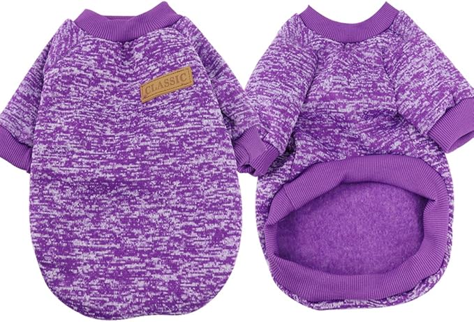 Idepet Pet Dog Classic Knitwear Sweater,Soft Fleece Coat for Small,Medium,Large Dog,Warm Pet Dog Cat Clothes,Soft Puppy Customes 2 Color (S, Purple)