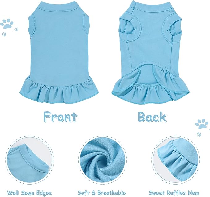 6 Pieces Dog Dresses Shirt Skirt Sleeveless Dress Breathable Pet Shirts with Ruffles Puppy Sundress Outfits for Dogs and Cats (XS Size)