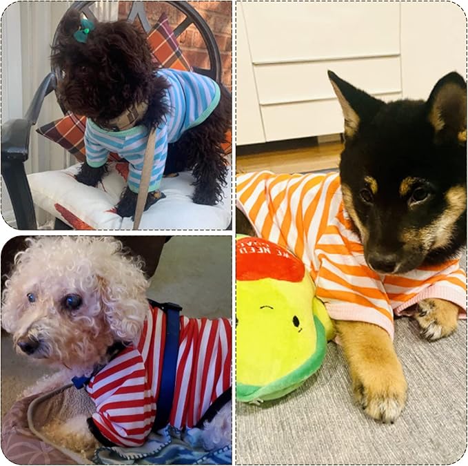 Geyoga 6 Pieces Dog Striped T-Shirt Cotton Breathable Pet Apparel Colorful Puppy Sweatshirt Clothes for Small to Medium Dogs Puppy(XL)