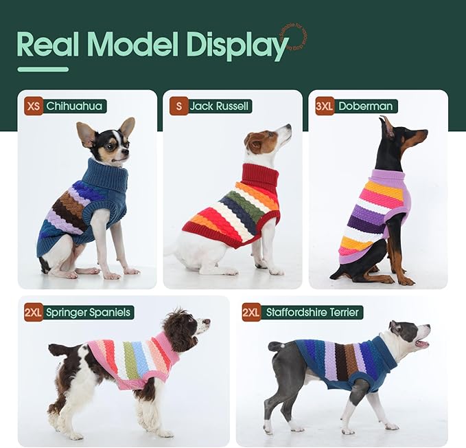 Kuoser Dog Sweater, Pet Cable Knitted Pullover Puppy Warm Clothes, Dog Turtleneck Classic Knitwear Soft Thickening Outfit, Cold Weather Xmas Thermal Wear for Large Size Dogs, Red 3XL