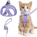 Cat Harness and Leash for Walking Escape Proof, Adjustable Kitten Vest Harness Reflective Soft Mesh Puppy Harness for Outdoor, Comfort Fit, Easy to Control (Purple, XS)