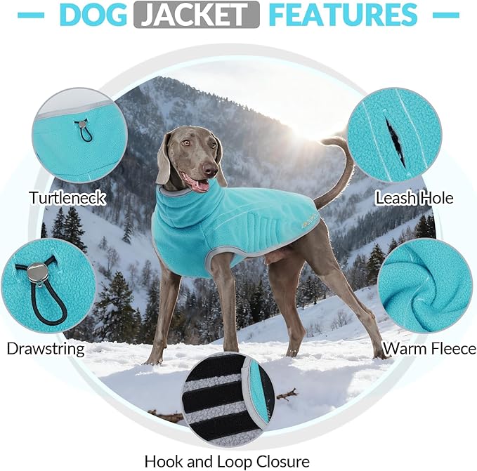 ROZKITCH Reversible Warm Dog Sweater Coat Jacket Thickened Thermal Sherpa Sweaters Reversible Fleece Vest Pet Clothes with 2 Sides for Cold Weather Winter for Giant Breeds Bluegreen 5XL