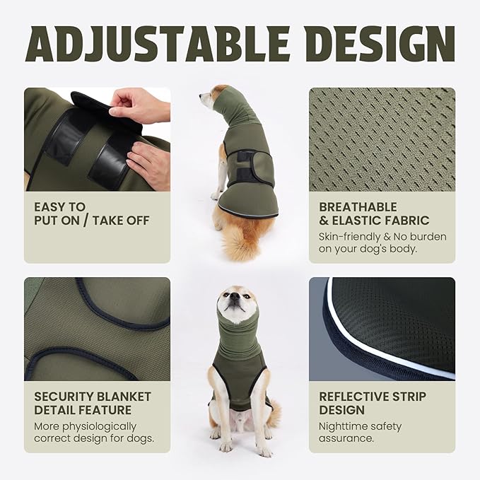Dog Anxiety Vest and Coat, Skin-Friendly Anxiety Calming Hoodie with Ear Wrap, Dog Jacket for Thunder, Fireworks, Travel, Vet Visits and Separation - Keep Pet Calm Without Medicine & Training