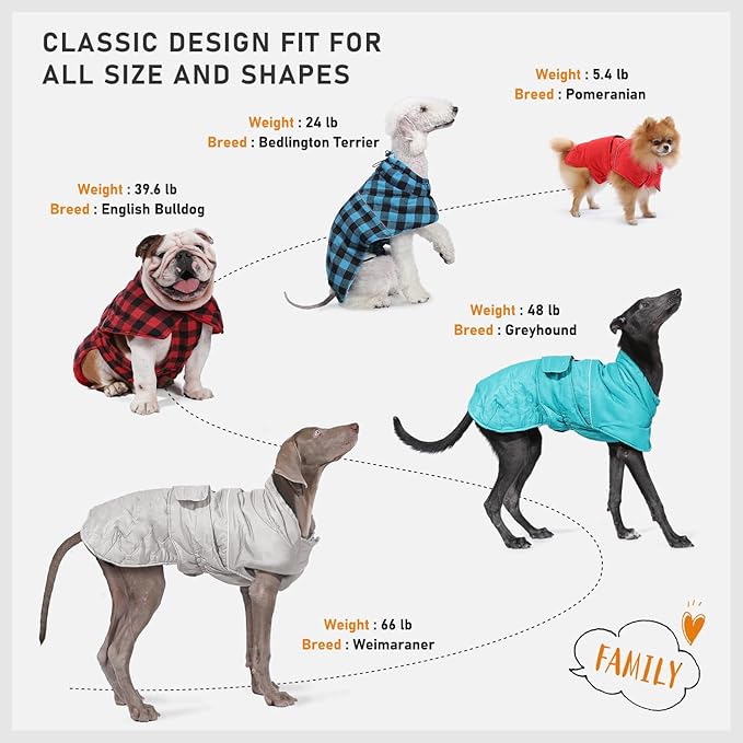PAWZ Road Dog Winter Coat with 5 Layers Warm Material, Reversible Dog Clothes with 2 Sides, Dog Jacket Outdoor Water Repellent, (Light Beige Plaid 3XL)