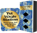 DISPENSE-ART™ collection "Starry Night" - Custom UV printed design on rust-proof aluminum starter dog waste station/roll bag system - Includes 400 dog waste bags & 10x12 Sign