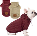 2 Pack Dog Hoodie Sweaters for Small Medium Dogs Warm Dog Clothes for Large Dogs Soft Waffle-Like Laminated Sweatshirt Bulldog