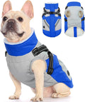 FUAMEY Dog Winter Jackets for Small Dogs,Dog Coat with Harness Built in,Waterproof Dogs Snowsuits Warm Pet Jacket Zip Up Fleece Cold Weather Coats Reflective Puppy Vest with Pocket Blue XS