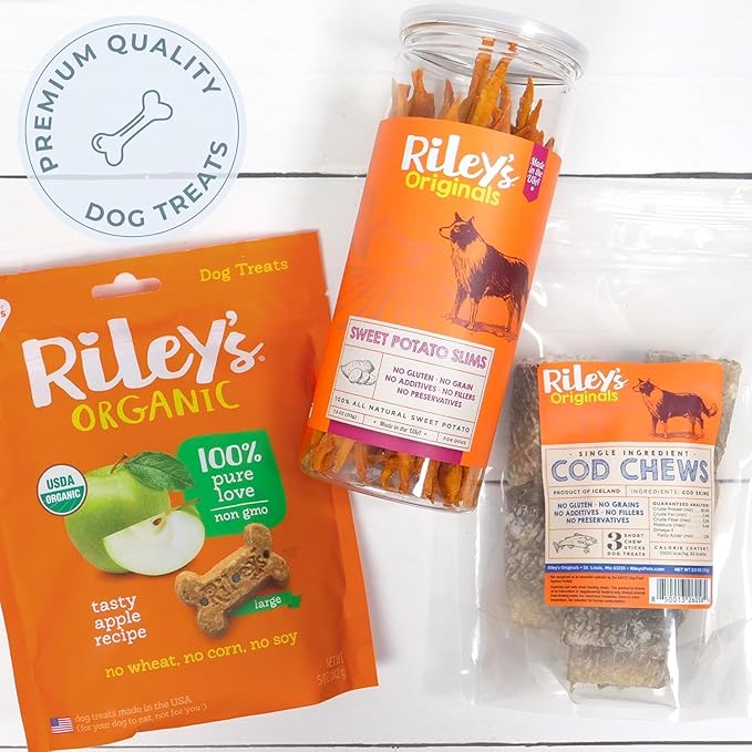 Riley's Cod Skins for Dogs - Air Dried Single Ingredient Dog Treats - Long, Hand Wrapped Cod Skin Dog Treats - Sustainably Caught in Iceland - 2 Pack 10 inch Chew Sticks