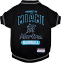 MLB Miami Marlins Dog T-Shirt, Small. - Licensed Shirt for Pets Team Colored with Team Logos