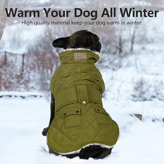 KYEESE Dog Coat Soft Pet Sweater for Cold Weather Thick Cat Clothes with Pocket Windproof Dog Coats for Small Dogs Waterproof Dogs Jacket with Fleece Lined Warm Pet Winter Puffer Coat with Leash Hole