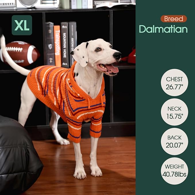 Kuoser Dog Sweater, Dog Sweaters for Small Dogs Girl Boy, Soft Puppy Pullover Sweater for Christmas Thanksgiving, Dogs Cable Knitted Sweatshirt Thermal Pet Winter Clothes for Cold Weather, Orange XS