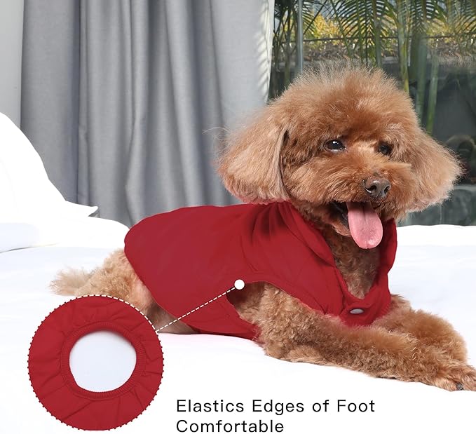 2 Layers Fleece Lined Warm Dog Jacket for Winter Cold Weather,Soft Windproof Medium Dog Coat,Red L
