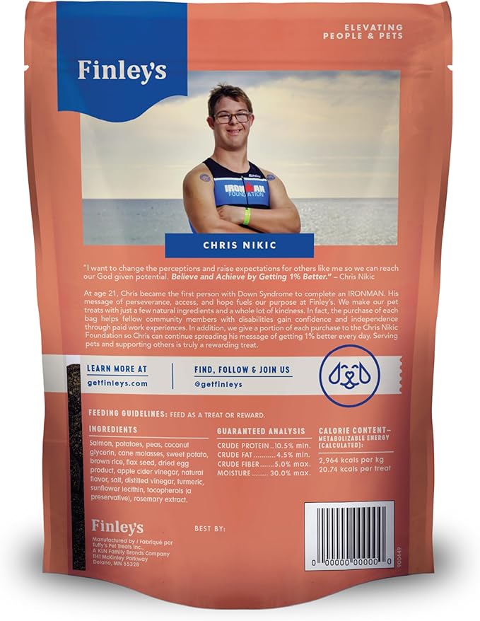 Finley's Hearty Selects Dog Treats, Hearty Selects Salmon, Sweet Potato, and Flax Seed, Soft-Baked, Functional Ingredients, Made in USA, 12 Ounce (Pack of 1)