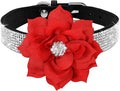 Serijoars Small Dog Collar with Rhinestone Crystal Diamond Colorful Bling Girl Puppy Cat Collars (XXS, Black6)