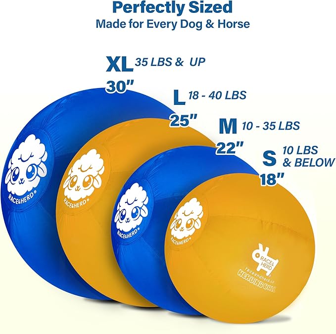 Race&Herd 22" Original XXL Herding Ball for Dogs - Giant Herding Dog Ball Australian Shepherds, Herding Toys, Dog Training Toy for Large Breeds, Dog Toy for Outdoor Play (Small/Medium Dogs, Yellow)