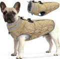 Dog Coat, Warm Dog Winter Coat for Small Dogs, Waterproof Jacket with Harness Built in, Reflective Turtleneck Cold Weather Coats with Zipper,Pet Fleece Vest Snow Jacket, Brown XS
