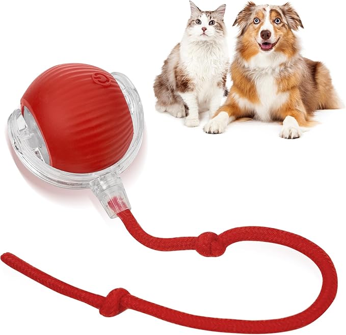Interactive Dog & Cat Toy, Electric Automatic Rolling Moving Toys, Self Activated Play Smart Rolling Ball for Dogs & Cats, Chase Teaser Pet Ball for Bored Indoor Cats & Dogs