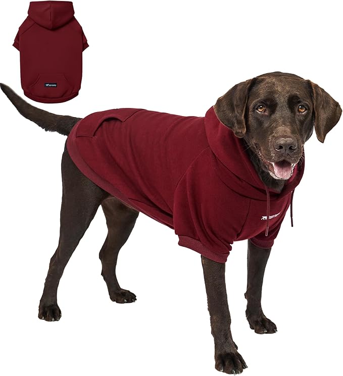 Tuff Pupper Dog Hoodie | Premium Quality 100% Organic Cotton | Ultra Soft Interior for Superior Comfort | Elastic Cuffs & Drawstring for Warmth | Stretch Fit Suitable for All Breeds (Red, XXL)